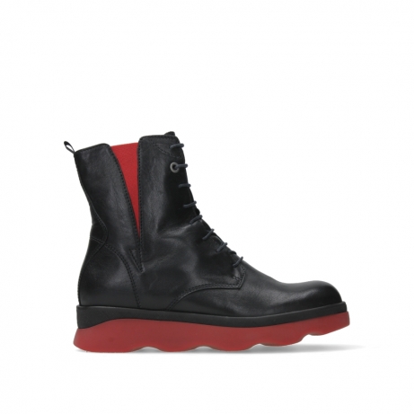 wolky bottines 02975 akita 30050 cuir noir rouge