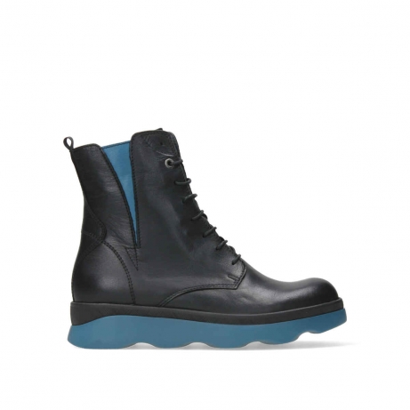 wolky bottines 02975 akita 30088 cuir noir petrole